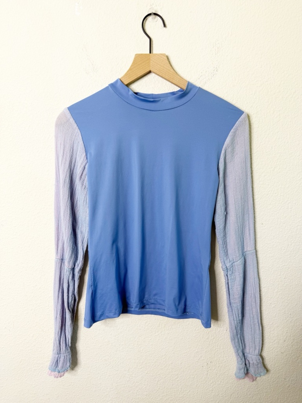 Halo‎ Labels Blue Purple Gauze Long Sleeve Top Two Tone Blouse Womens Size S